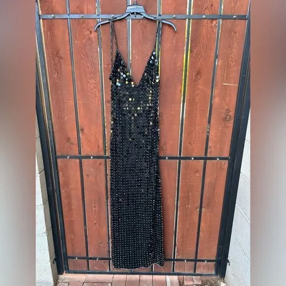 NWT $1,498 RETROFETE PERRI EMBELLISHED Crystal Sequin Sleeveless Maxi Gown M - Picture 2 of 11